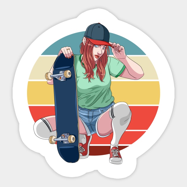 Skater Girl Skateboarding Skateboard Sk8er Woman Sticker by Noseking